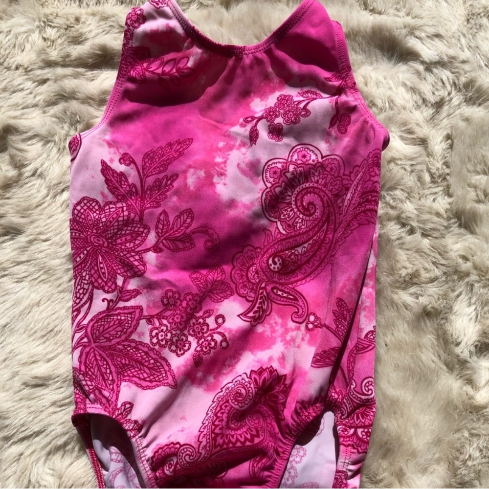 Girls Pink Floral Leotard